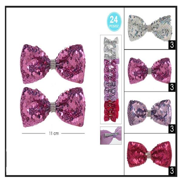 2 PAIR SEQUINS HAIR BOW (12 UNITS)