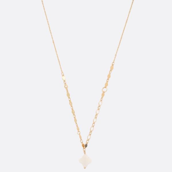 CLOVER CHARM CRYSTAL METAL NECKLACE