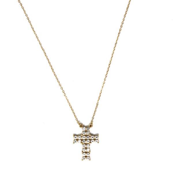 RHINESTONE CROSS PENDANT NECKLACE