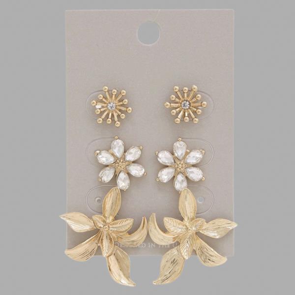 FLOWER METAL ASSORTED EARRING SET