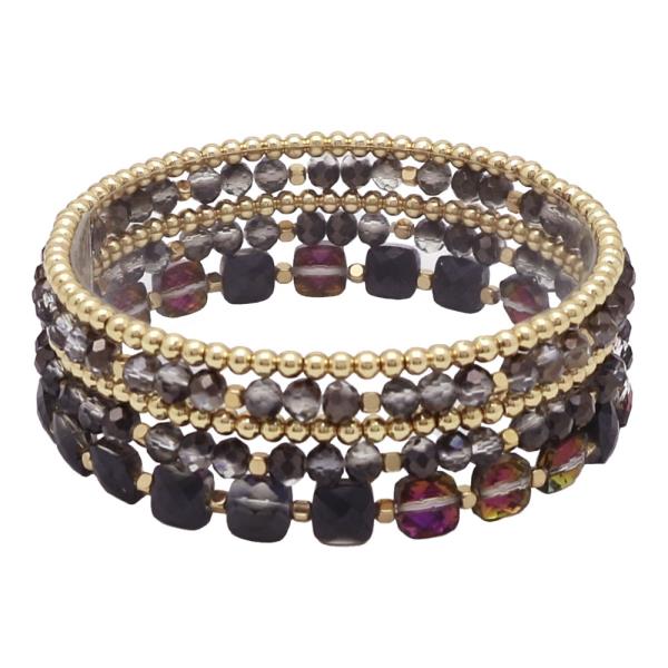 MULTI MIX GLASS BEAD STRETCH BRACELET SET