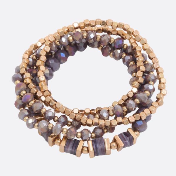 5 ROW MIXED MATERIAL BRACELET