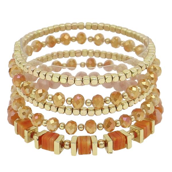 5 ROW MIXED MATERIAL BRACELET