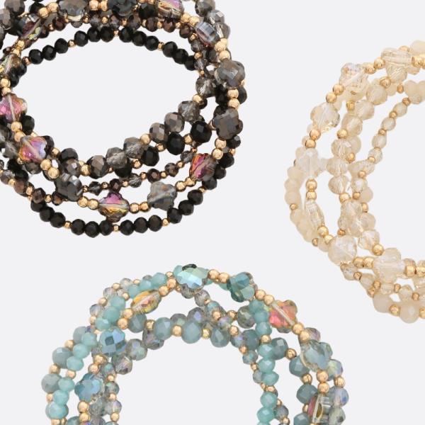 MULTI MIX BEAD STRETCH BRACELET SET