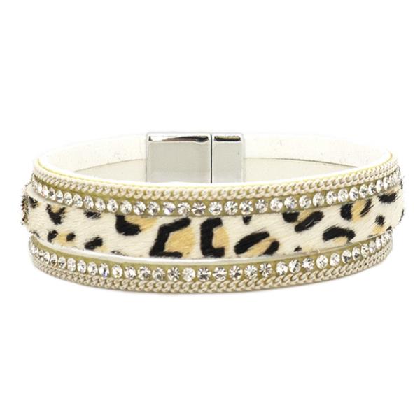 MULTI STRAP W ANIMAL PRINT MAGNETIC BRACELET