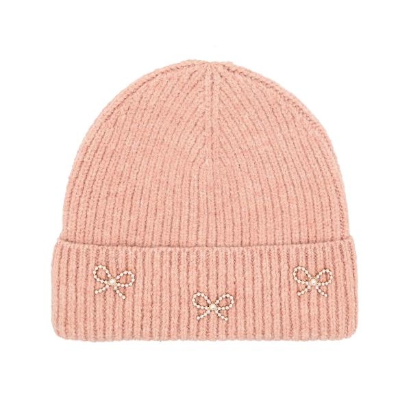 CC PEARL BOW CHARM CUFF BEANIE