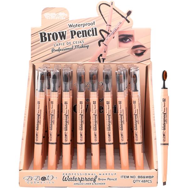 WATERPROOF BROW PENCIL W BRUSH (48 UNITS)