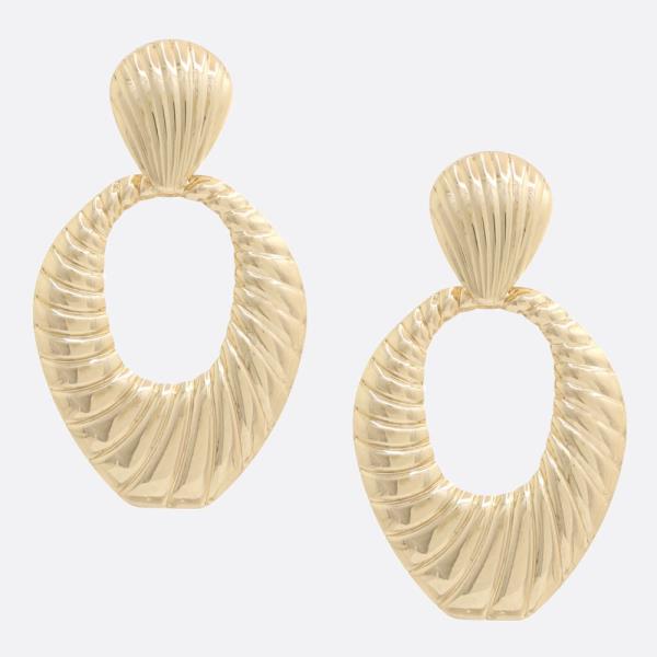 SODAJO OVAL METAL TEXTURED GOLD DIPPED EARRING