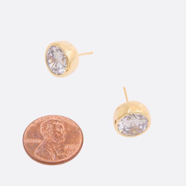 SODAJO ROUND CZ STUD GOLD DIPPED EARRING