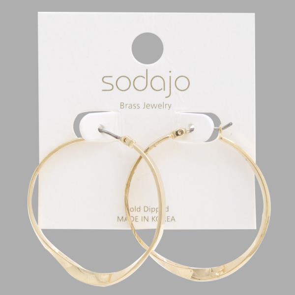 SODAJO BENT GOLD DIPPED HOOP EARRING