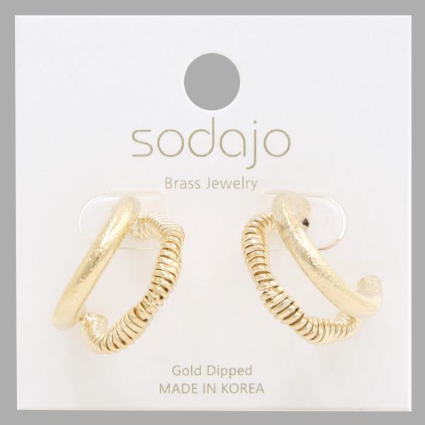 SODAJO WAVY DOUBLE HOOP GOLD DIPPED EARRING