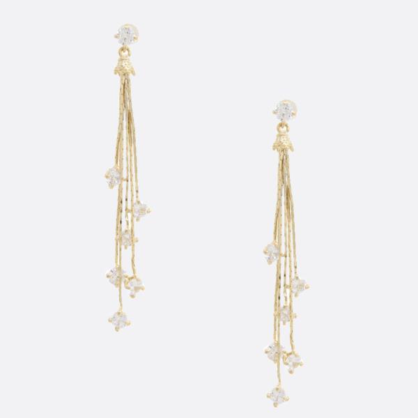 SODAJO CZ CRYSTAL DANGLE METAL GOLD DIPPED EARRING