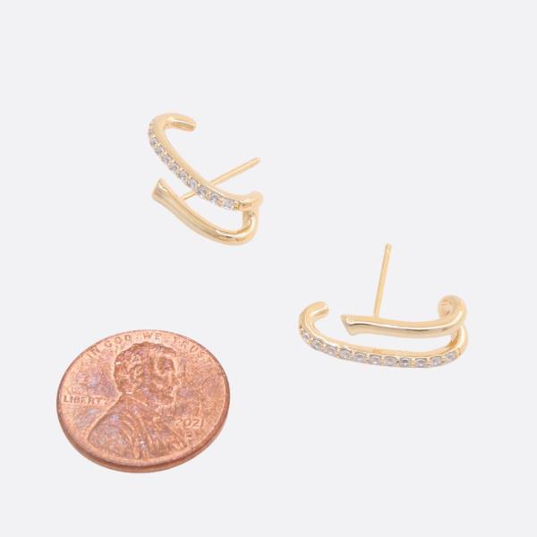 SODAJO CURVE BAR CZ GOLD DIPPED EARRING