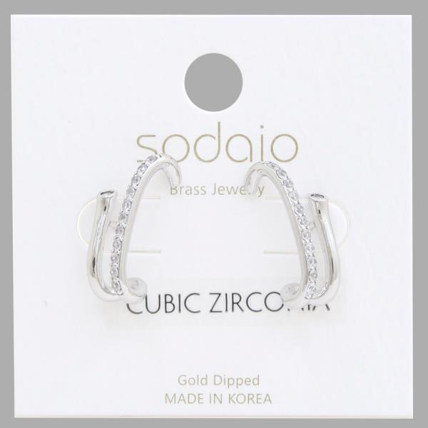 SODAJO CURVE BAR CZ GOLD DIPPED EARRING