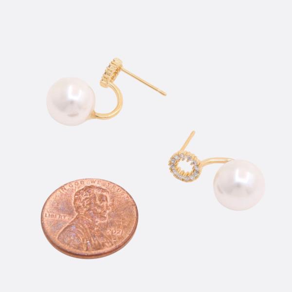 SODAJO PEARL BEAD CZ GOLD DIPPED EARRING