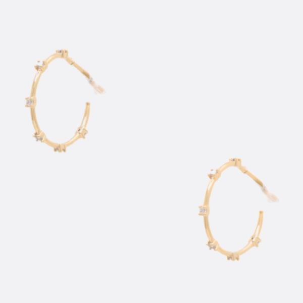 SODAJO DAINTY CZ OPEN HOOP GOLD DIPPED EARRING