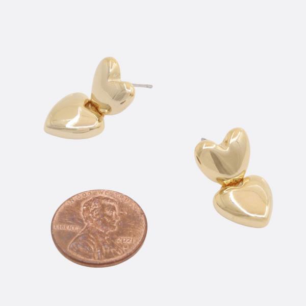 SODAJO DOUBLE HEART GOLD DIPPED EARRING