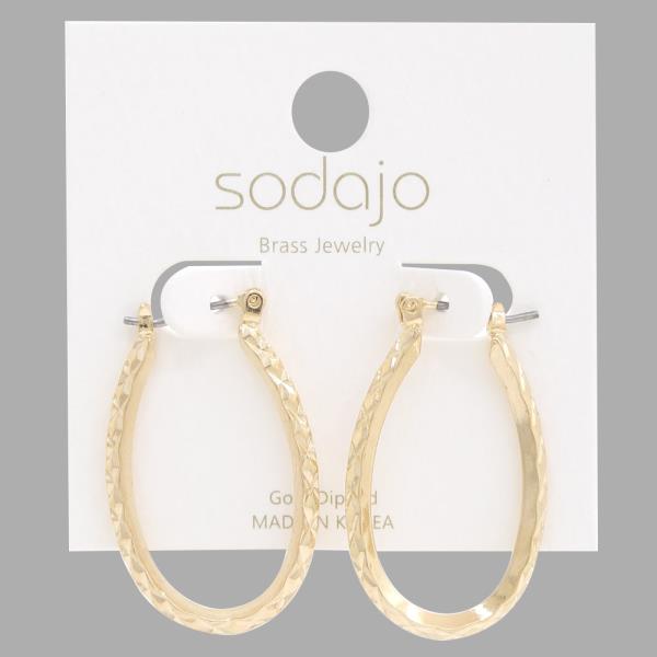 SODAJO LONG TEARDROP GOLD DIPPED EARRING