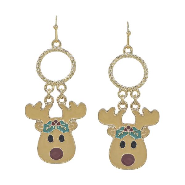 CHRISTMAS RUDOLPH CHARM METAL RING  EARRING