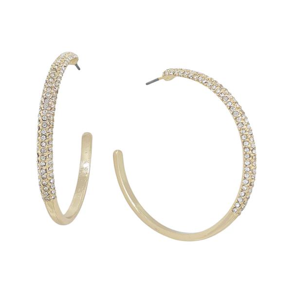 FRONT PAVE ACCENT HOOP EARRING