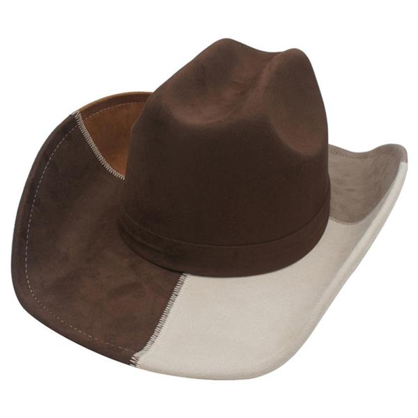 COLOR BLOCK FAUX SUEDE COWBOY HAT