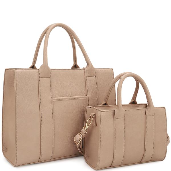 2IN1 SMOOTH SATCHEL W MATCHING BAG SET