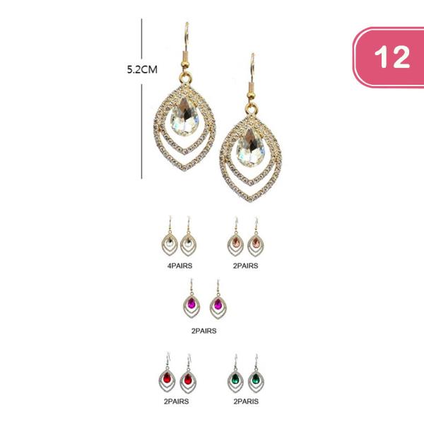 RHINESTONE DANGLE EARRINGS (12 UNITS)