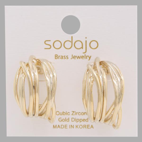 SODAJO LINED OPEN HOOP GOLD DIPPED EARRING