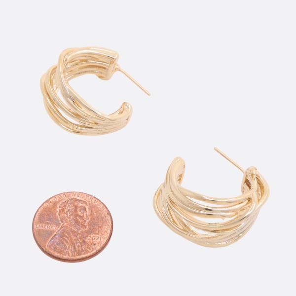 SODAJO LINED OPEN HOOP GOLD DIPPED EARRING