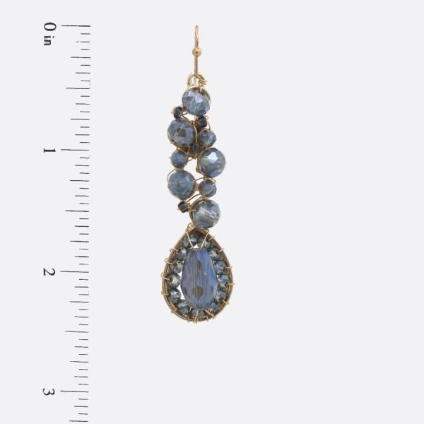 TEARDROP WIRE EDGE BEADED DANGLE EARRING