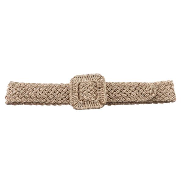 STRAW RECTANGLE BUCKLE BELT