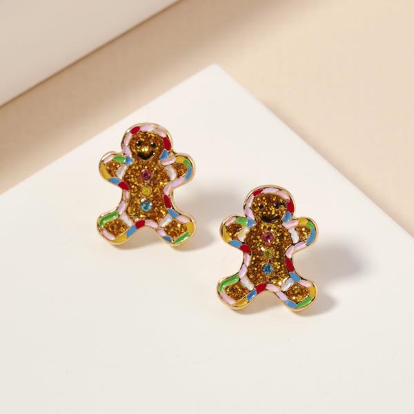 CHRISTMAS GLITTER GINGERBREAD EARRING