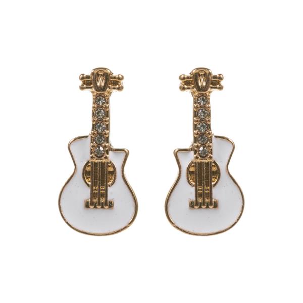 RHINESTONE ENAMEL GUITAR EARRING