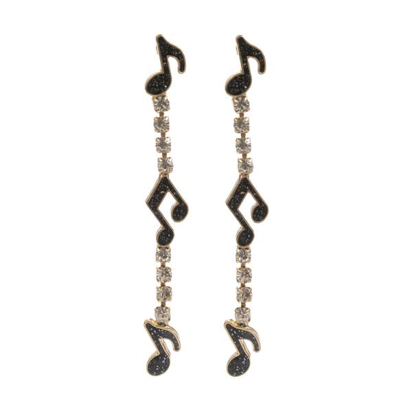 MUSCIAL NOTES RHINESTONE LINEAR DROP EARRING