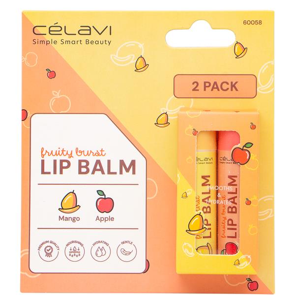 CELAVI FRUITY BURST 2 PC LIP BALM MANGO APPLE (24 UNITS)