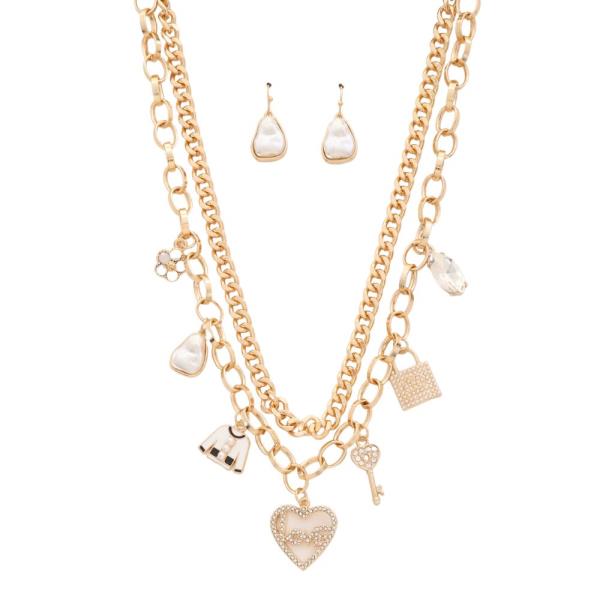 LOVE HEART CHARM CIRCLE LINK LAYERED NECKLACE