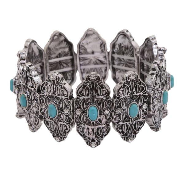 WESTERN METAL TURQUOISE BEAD BRACELET