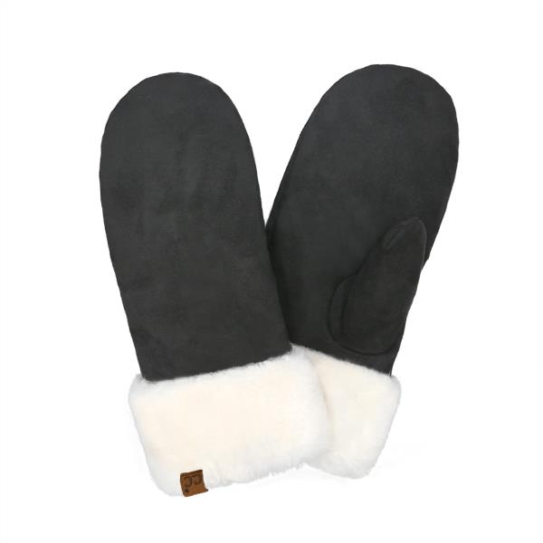 CC SUEDE MITTEN WITH FAUX FUR CUFF GLOVES