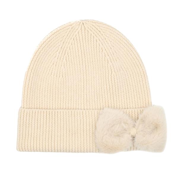 CC FAUX FUR BOW BEANIE HAT