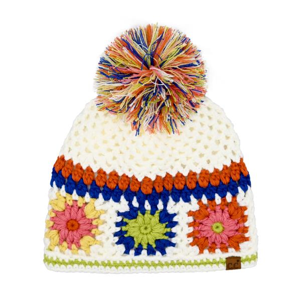 CC HANDMADE CROCHET POM BEANIE HAT