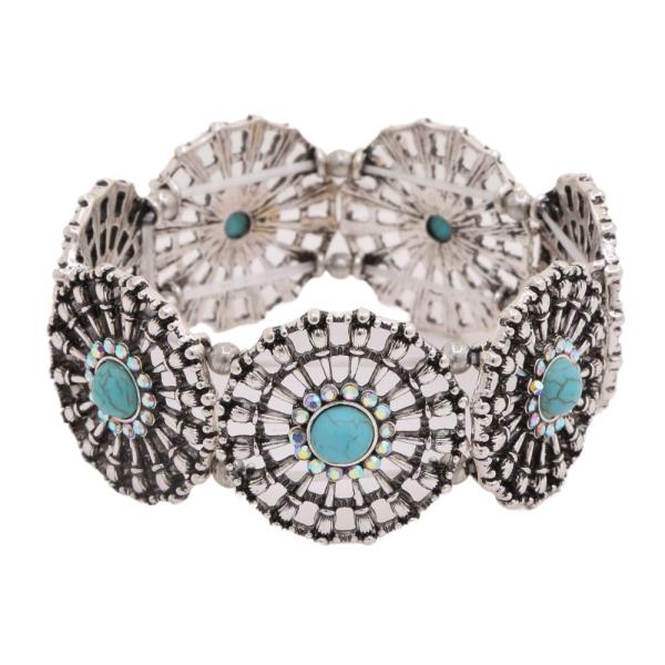 WESTERN ROUND METAL STRETCH BRACELET