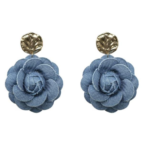 DENIM FLOWER DANGLE EARRING