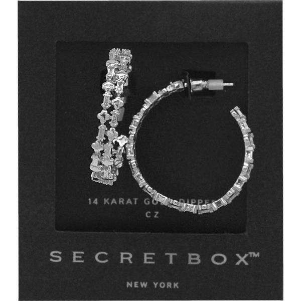 SECRET BOX 14K GOLD DIPPED CZ HOOP EARRING