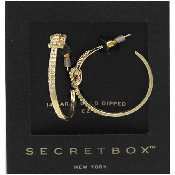 SECRET BOX 14K GOLD DIPPED CZ HOOP EARRING