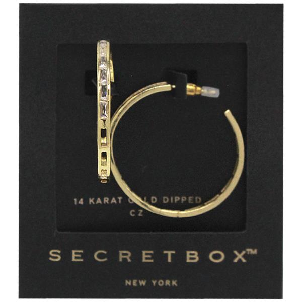 SECRET BOX 14K GOLD DIPPED CZ HOOP EARRING