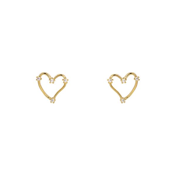 SECRET BOX 14K GOLD DIPPED HEART CZ EARRING