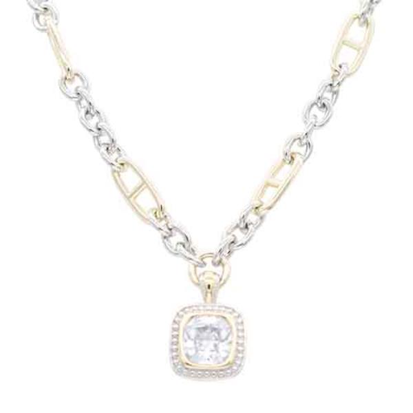 2-TONES WITH CLEAR CUBIC ZIRCONIA NECKLACES