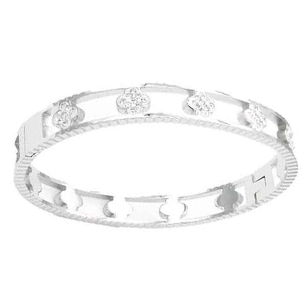 STAINLESS STEEL CLOVER BANGLE BRACELET