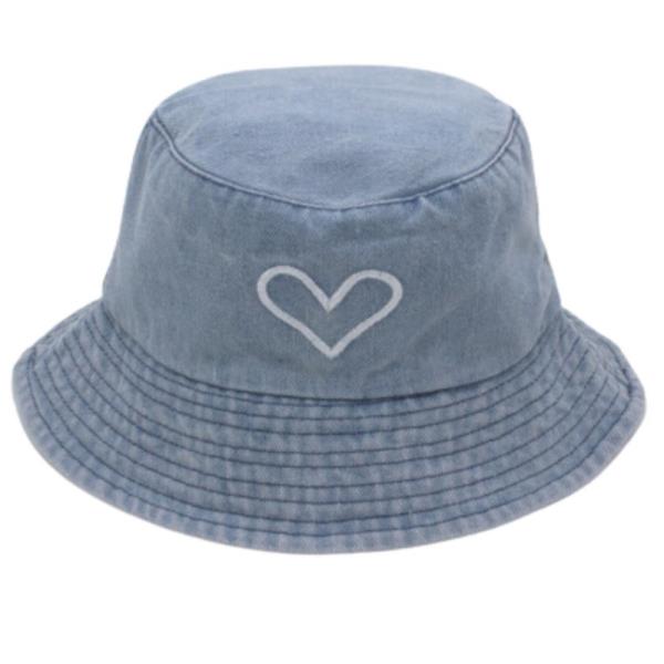 DENIM HEART BUCKET HAT