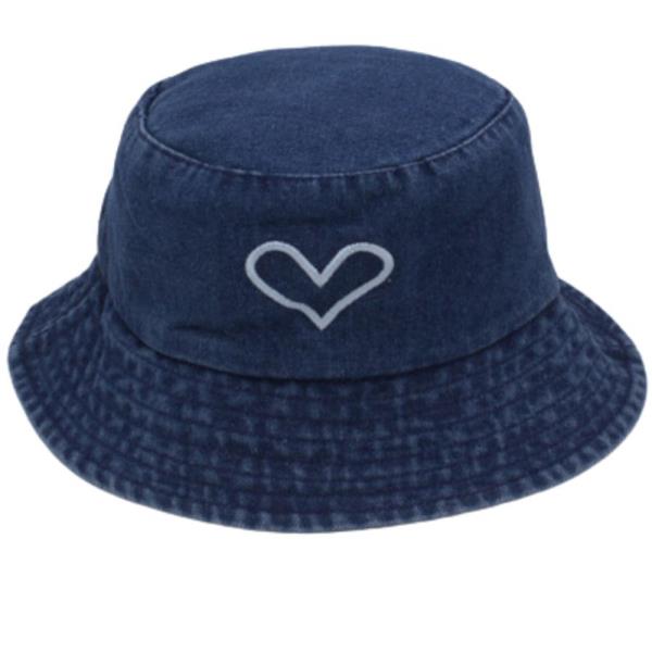 DENIM HEART BUCKET HAT